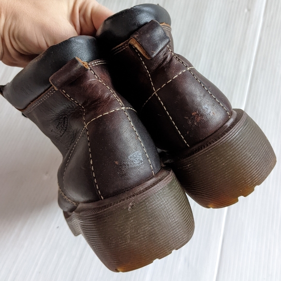 DOC MARTENS Vintage MIE Chunky Chunky Platform Brown Leather Boots - Picture 4 of 14